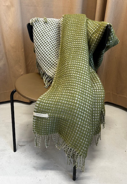 Vöfflur Ullarteppi grænt/grátt