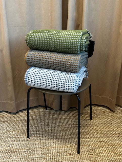 Vöfflur Ullarteppi grænt/grátt