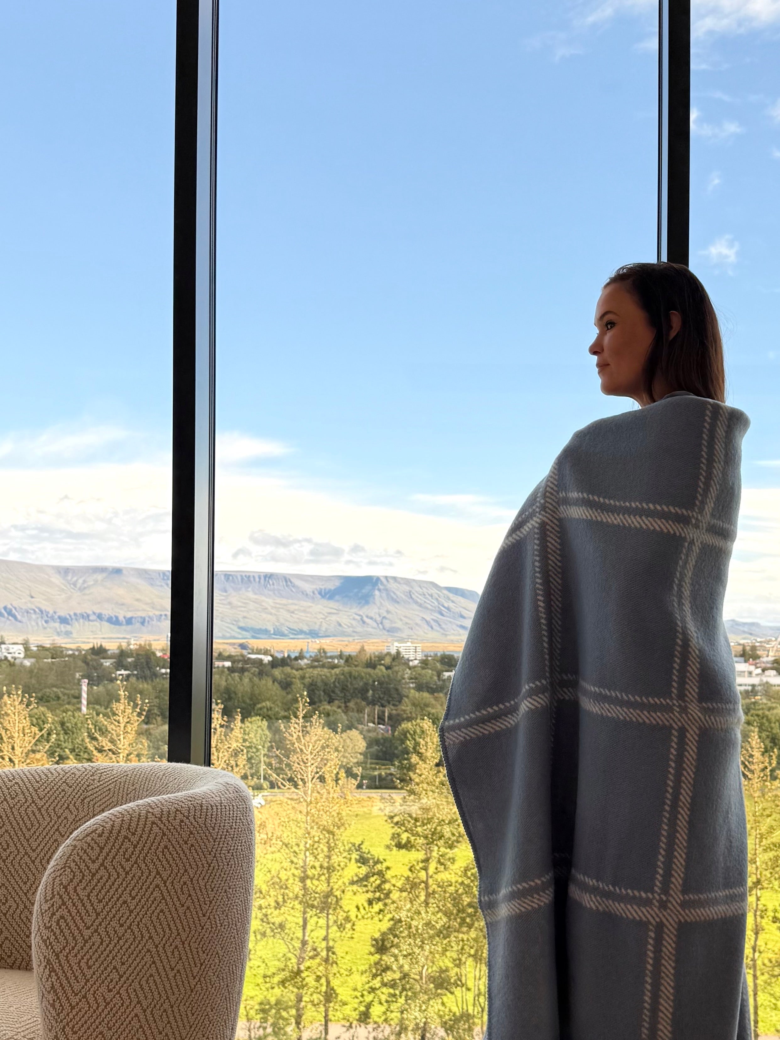 Bústaður Ullarteppi sinnepsgult / grátt