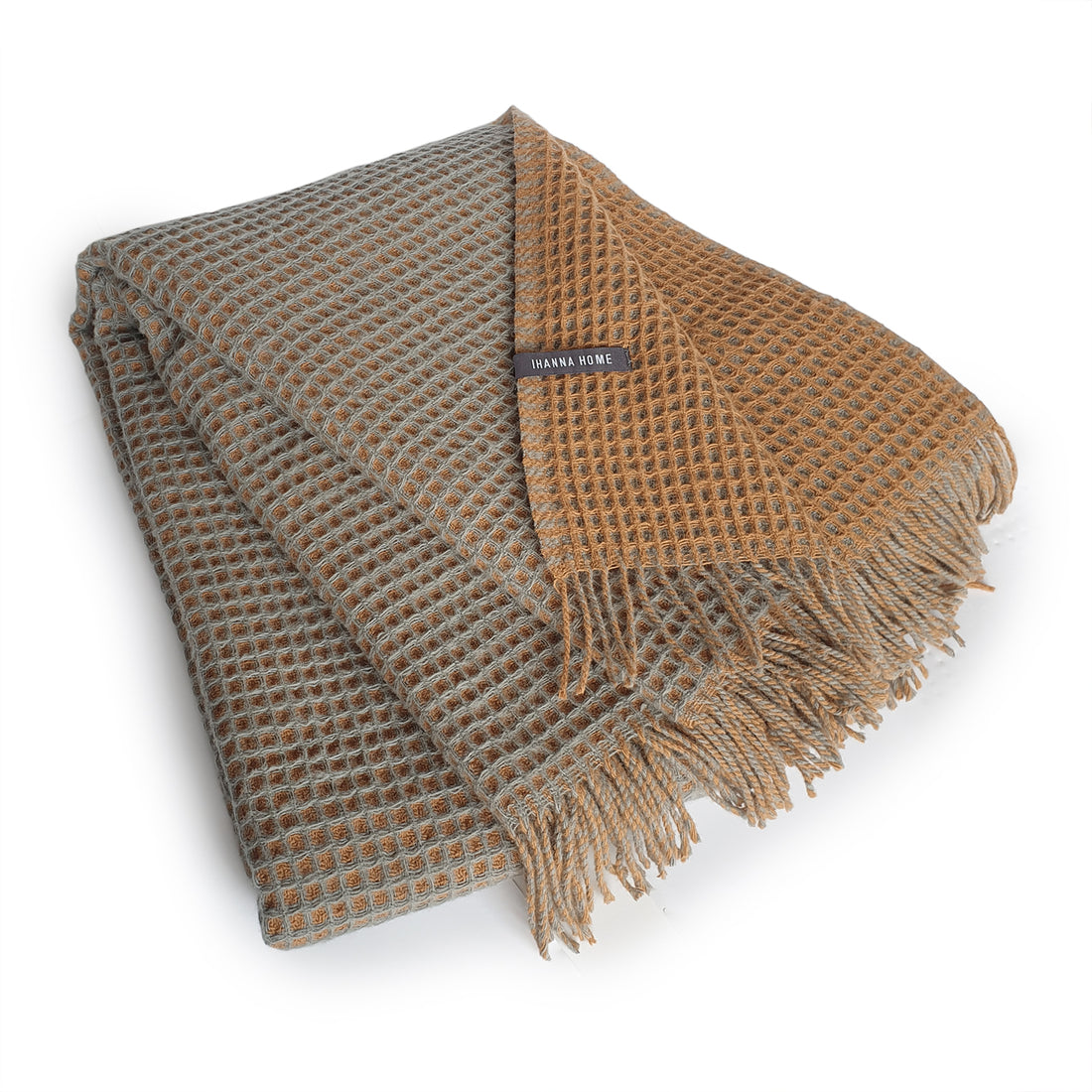 Vöfflur Ullarteppi rust / grátt