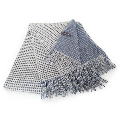 Vöfflur Ullarteppi blátt / beige