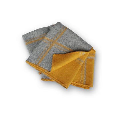 Bústaður Ullarteppi sinnepsgult / grátt