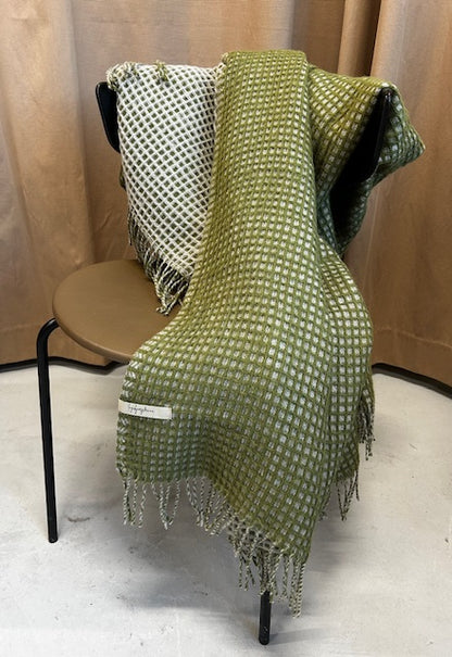 Vöfflur Ullarteppi grænt/grátt