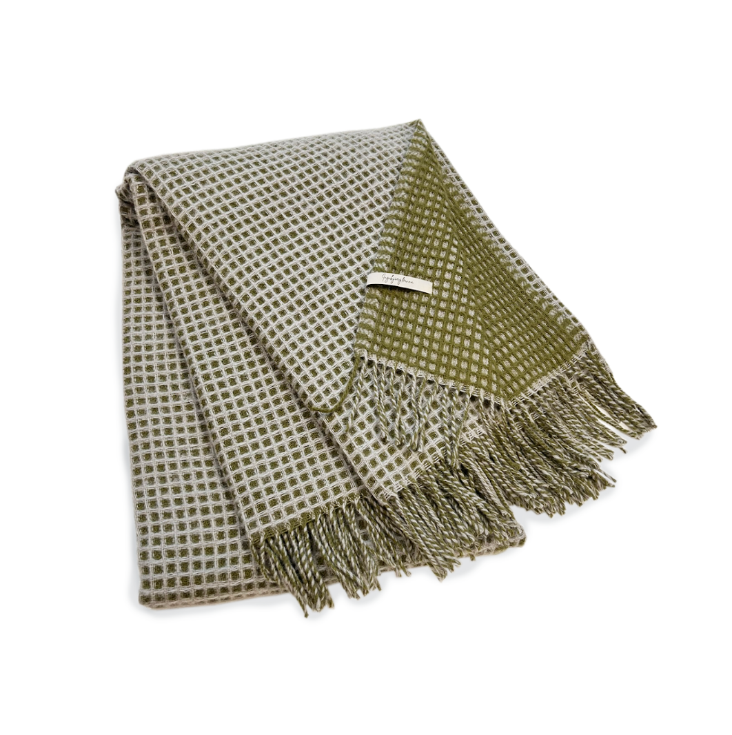 Vöfflur Ullarteppi grænt/grátt