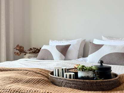 Vöfflur Ullarteppi blátt / beige